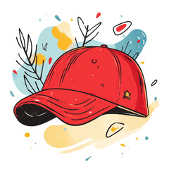 Wall Mural - red baseball cap with abstract artistic background design