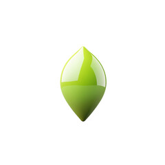 Poster - A digitally rendered image shows a single shiny green lime-shaped object against a black background.