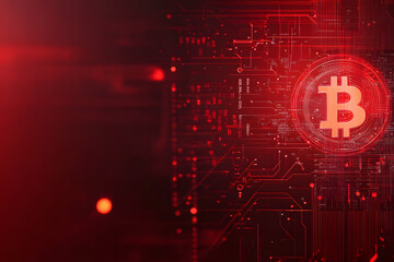 Wall Mural - an image of a bitcoin on red background