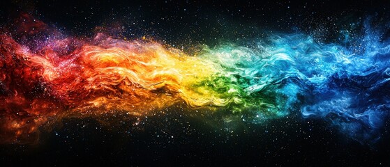 Wall Mural - colorful explosion of vibrant paint splash with abstract design in cosmic background