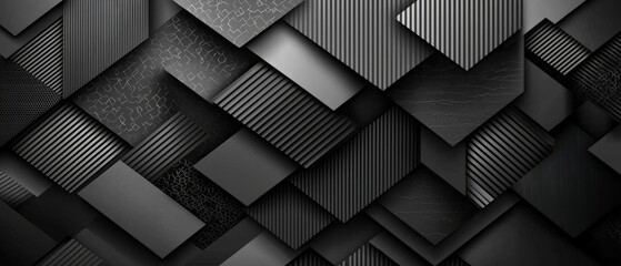 Sticker - abstract black and white background with zigzag patterns and various textures for creative design pr
