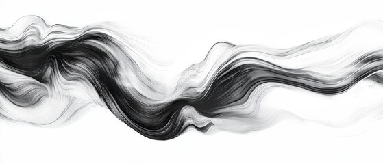 Sticker - abstract black and white waves with smooth curves and textures for artistic backgrounds
