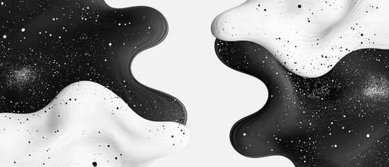 Sticker - abstract black and white background with splatters and fluid shapes for creative design projects