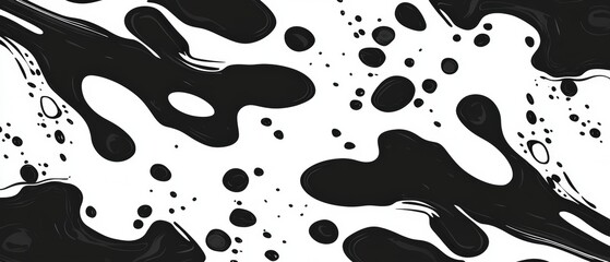 Wall Mural - abstract black and white background with various splatter patterns and organic shapes for creative p
