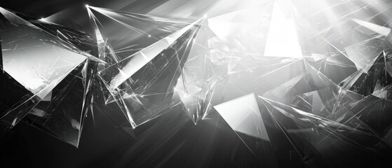Wall Mural - abstract black and white background with geometric shapes and light effects for creative design proj