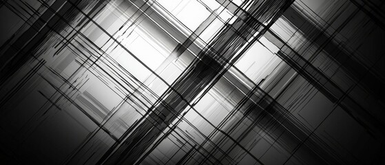 Wall Mural - abstract black and white background with lattice design in geometric pattern for modern artistic vis