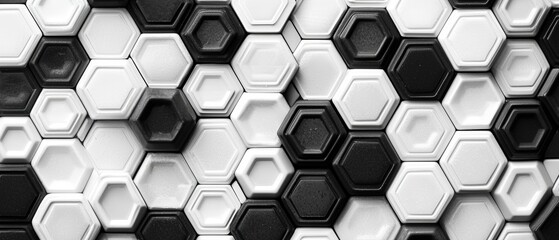 Wall Mural - abstract black and white honeycomb pattern background with geometric shapes and textures for creativ
