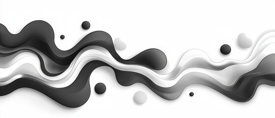 Wall Mural - abstract black and white background with fluid waves and soft shapes for creative and artistic proje