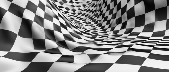 Wall Mural - abstract black and white checkered pattern flowing background with soft waves and textures for creat
