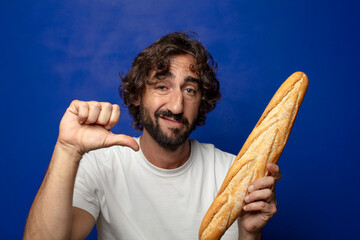 Sticker - young adult bearded man with bread