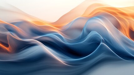 Wall Mural - abstract background with waves of blue and brown color