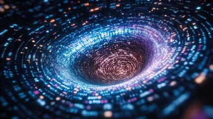 Wall Mural - Colorful Abstract Swirling Tunnel with Light Particles and Stars