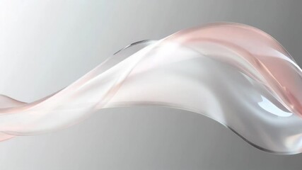 Wall Mural - Long, curvy, white and pink wave. The wave is made of glass and he is floating in the air