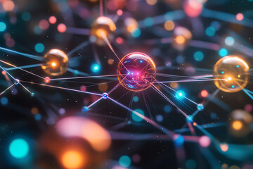 Wall Mural - colorful abstract quantum particles in teleportation process