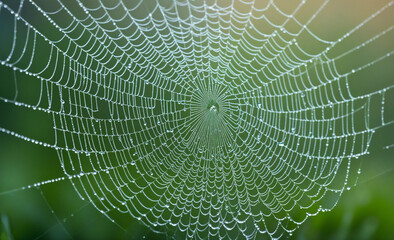 spider web with dew