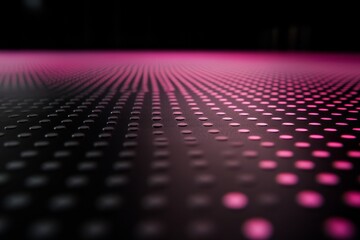 Fototapete - Close-up visuals feature dynamic waves and pulsating dots in neon colors against a sleek dark background, illustrating a vibrant digital realm with space for ideas