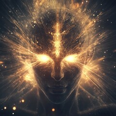 a human head exploding with energy