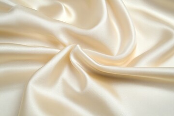 Leinwandbilder - Beige satin fabric flows gracefully, with soft lighting enhancing its smooth texture and luxurious sheen. Ideal for showcasing elegance and sophistication