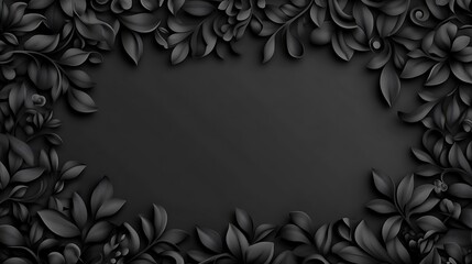 Wall Mural - Dark floral frame, blank space, elegant background, design template