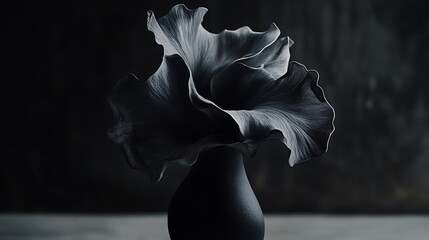 Wall Mural - Dark flower, vase, moody background, still life