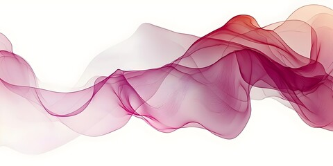 Wall Mural - An elegant abstract illustration featuring flowing waves in soft shades of pink and purple, creating a sense of movement and tranquility against a clean white background.