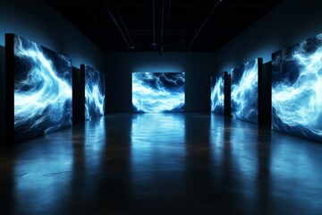Wall Mural - A dark energy simulation showing the expansion of the universe in a physics research center
