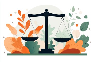 Aufkleber - A simple legal balance scale with a modern flat design