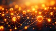 © Vancouver - Glowing orange spheres connected in abstract networking pattern with soft light