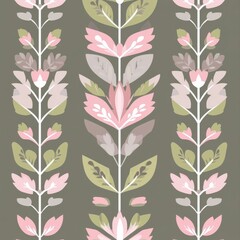 Sticker - A flawless retro pattern featuring flowers designed in a mosaic style