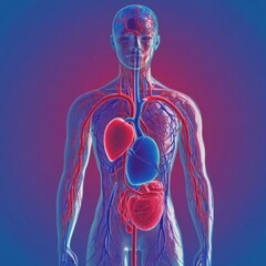 Aufkleber - Detailed anatomical representation of the circulatory system showing veins, arteries, and heart without any distortions. Generative AI