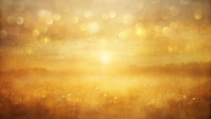 Wall Mural - Golden Sunrise Over a Misty Field with Sparkling Bokeh Effects