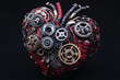 © Kateryna - Mechanical heart design featuring gears and metal pipes on a neutral background