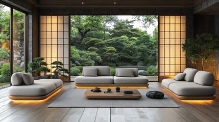 Wall Mural - Modern Zen garden room interior design