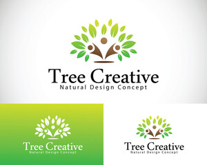 tree creative logo innovation people design concept natural health mind charity connect