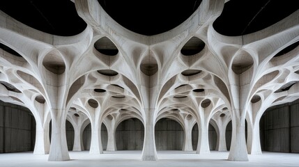 Wall Mural - concrete structure interior, architectural design, symmetry, abstract background, for design project