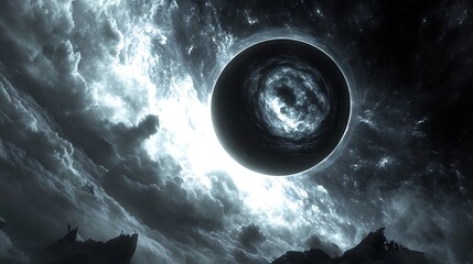 Wall Mural - Dark planet eclipses stormy sky