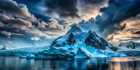 Wall Mural - Majestic Antarctic Iceberg Landscape: Dramatic Clouds, Frozen Wilderness