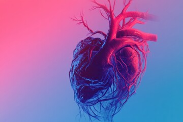 Poster - Vivid anatomical representation of the circulatory system illustrating veins arteries and the heart for educational purposes. Generative AI