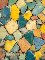Poster - Colorful Mosaic Tiles Pattern on a Wall for Vibrant and Artistic Decor : Generative AI