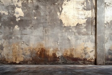 Poster - Aged and Textured Grunge Wall with Rustic Rough Plaster and Faded Paint Background : Generative AI