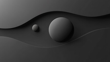 Poster - Dark spheres, wave background, abstract design