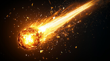 Wall Mural - fiery meteor streaks through space, leaving trail of sparks and debris. intense glow and dynamic motion create sense of urgency and excitement