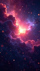 Wall Mural - glittering cosmic rays illuminate an otherworldly atmosphere, cosmic rays, nebulas,