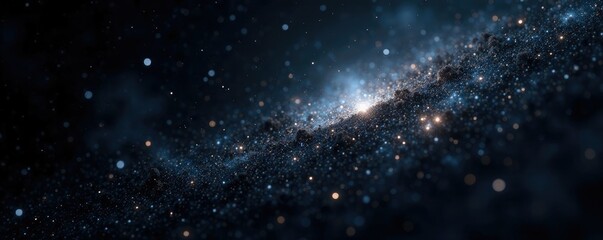 Wall Mural - dark space with glittering silver stars and flecks of grey matter, background, dark, grey