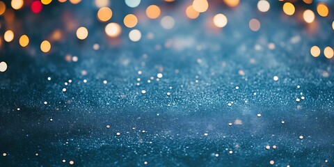 Fototapete - Magical Glittery Blue Bokeh Background with Soft Blurred Lights for Festive Occasions : Generative AI