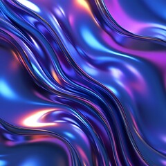 Wall Mural - photo 3d render metallic liquid background. abstract neon texture. rainbow 3d holographic foil. wavy