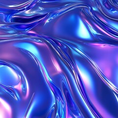 Wall Mural - photo 3d render metallic liquid background. abstract neon texture. rainbow 3d holographic foil. wavy