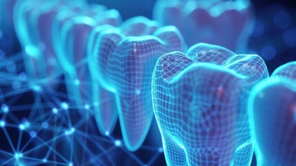 Aufkleber - A detailed depiction of human teeth rendered in a digital format, showcasing dental technology advancements and their impact on oral health care and preventive practices.