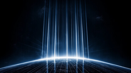 Wall Mural - abstract blue light rays: an ethereal abstract design features a cascade of bright blue light rays p