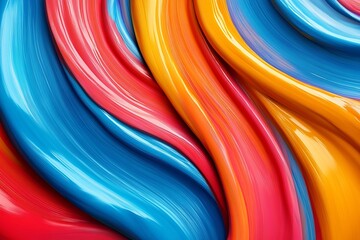 Poster - Vibrant Abstract Background with Swirling Multicolored Paint Strokes for Creative Design : Generative AI